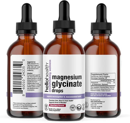 Magnesium Glycinate Liquid Magnesium Supplement Women, Men & Kids – Magnesium Bisglycinate 100 mg for Natural Calm, Muscle Recovery & Joint Support – Magnesium Liquid Vitamins (30 Days) – Berry Flavor