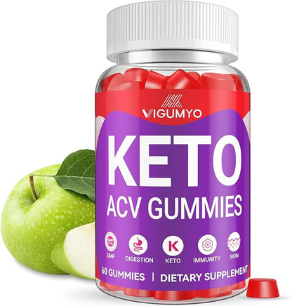 Keto ACV Gummies Apple Cider Vinegar Gummies for Digestion Detox Keto ACV Gummies with B12 Pomegranate Beet Juice 60 Gummies