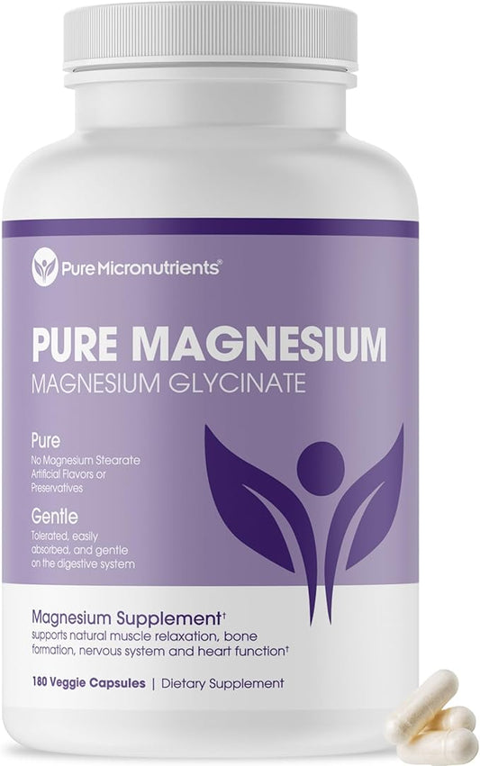 Pure Micronutrients Magnesium Glycinate Supplement (Chelated) 200mg, 180 Count