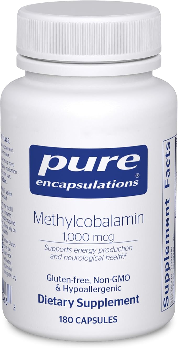 Pure Encapsulations Methylcobalamin 1,000 mcg - Vitamin B12 Supplement to Support Memory & Nerve Health - Premium Vitamin B12 Capsules - 180 Capsules