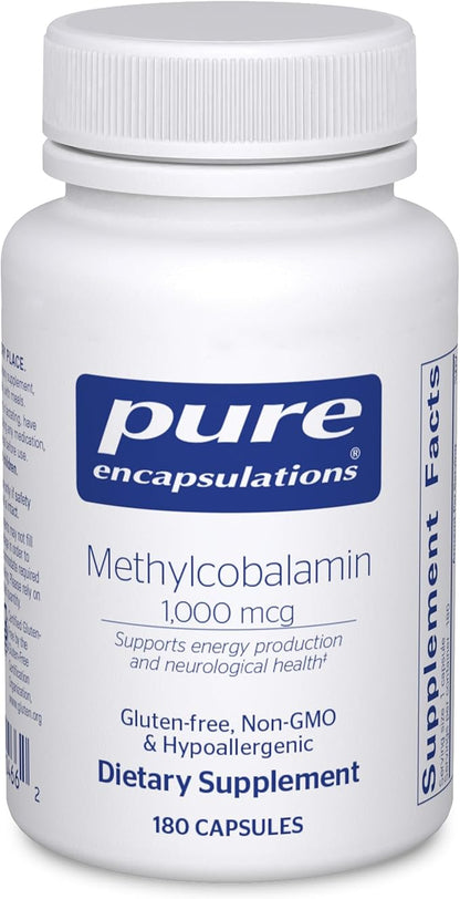 Pure Encapsulations Methylcobalamin 1,000 mcg - Vitamin B12 Supplement to Support Memory & Nerve Health - Premium Vitamin B12 Capsules - 180 Capsules