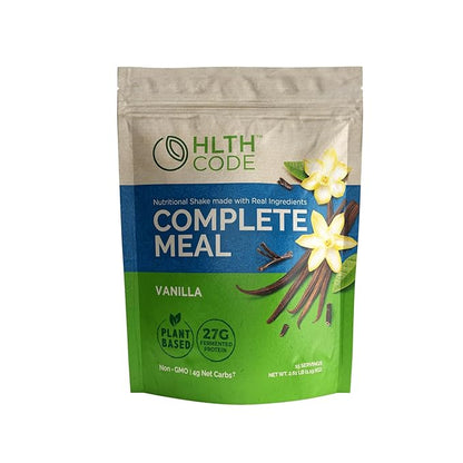HLTH Code Complete Meal Replacement Shake - Healthiest Meal Replacement = Healthiest You | Keto Friendly | High Protein | Low Carb | Collagen | Gluten Free | Plant Based Vanilla (15 servings)