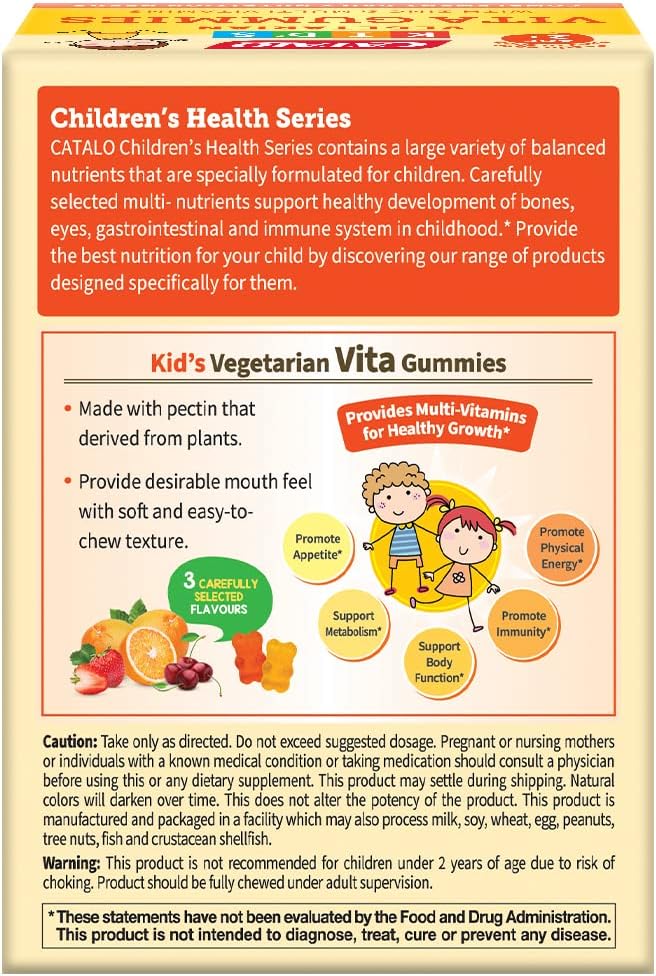CATALO Children's Vita Gummy Bears - Multivitamins & Minerals, 60 Vegetarian Gummies, Mixed Fruit Flavor, Supports Healthy Growth