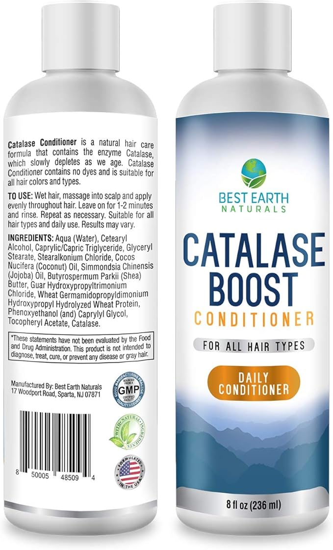 Best Earth Naturals Catalase Formula Starter Kit with 60 Capsules of Catalase 10,000 Supplement, Catalase Shampoo 8 Oz. and Catalase Conditioner 8 Oz.