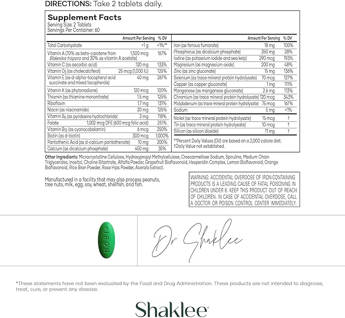 Shaklee - Vita-Lea® Women High-Potency Multivitamin & Multimineral for Women - Prenatal/Postnatal Support with 800 mcg Folic Acid, 200 mcg Iodine, 18 mg Iron - 240 Tablets