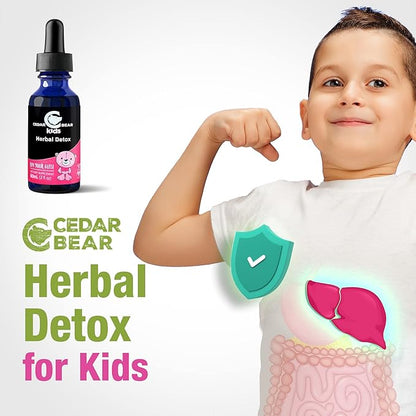 Cedar Bear Herbal Detox for Kids is a Liquid Herbal Supplement That Helps The Immune System & Protects Organs That are Often affected 2 fl oz / 60 ml