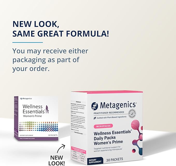 Metagenics Wellness Essentials Women's Prime - Menopause Support* - Daily Multivitamin Packets - Womens Multivitamins - Bone Density Support* - Omega-3 Fatty Acids - Non-GMO & Gluten Free - 30 Packets