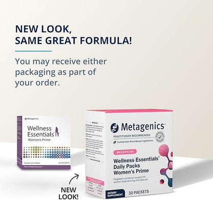 Metagenics Wellness Essentials Women's Prime - Menopause Support* - Daily Multivitamin Packets - Womens Multivitamins - Bone Density Support* - Omega-3 Fatty Acids - Non-GMO & Gluten Free - 30 Packets