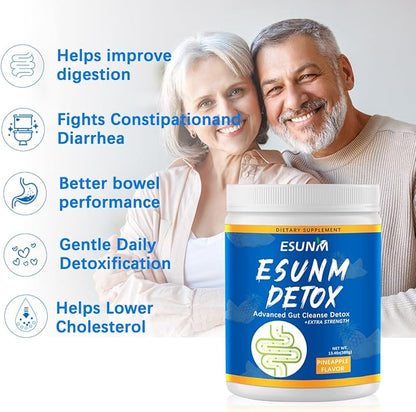 EUSNM Natural Colon Cleanse & Detox,Advanced Gut Cleanse Detox for Women & Men,Detox Powder with Digestive Enzymes & Probiotics, 38 Servings