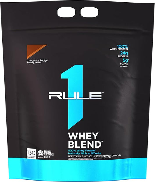 Rule One Proteins, R1 Whey Blend - Chocolate Fudge, 24g Fast-Acting Whey Protein Concentrates, Isolates, and Hydrolysates Per Serving with Naturally Occurring EAAs and BCAAs, 10lbs