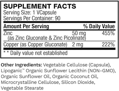 Lewis Labs Zinc Citrate 50mg Capsules - 90 Count, Immune Support, Metabolism, Skin Health, Acne, Energy
