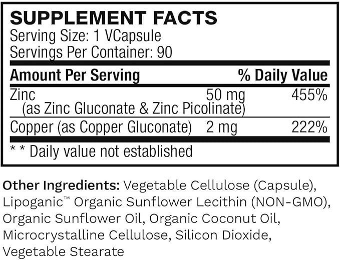 Lewis Labs Zinc Citrate 50mg Capsules - 90 Count, Immune Support, Metabolism, Skin Health, Energy, Antioxidant Supplement