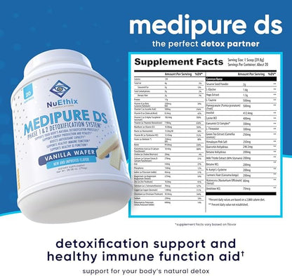NuEthix Formulations Medipure DS with Pea Protein Phase 1 & 2 Detoxification System, Supplement to Help Support The Body’s Natural Detoxification Process, Vanilla Wafer (Non-Caffeinated), 20 Servings
