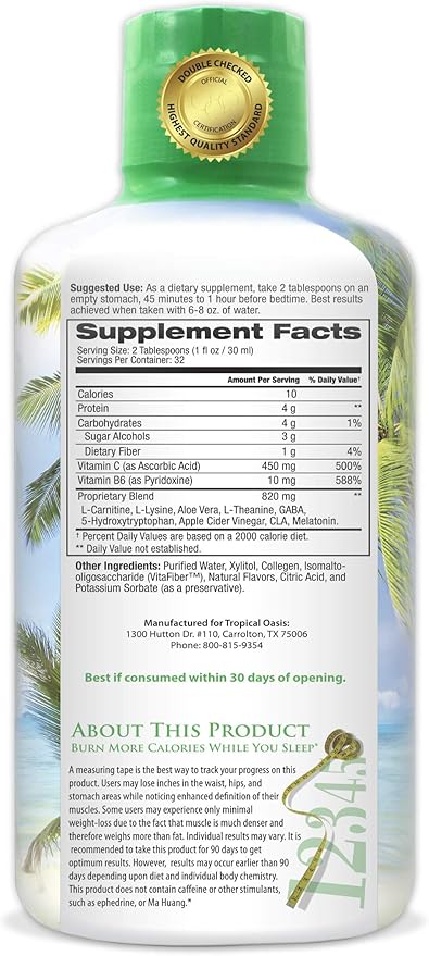 Sleep-A-Weigh Plus | Liquid Sleep Multimineral | Natural Sleep, Stress & Weight Loss Aid | w/Collagen, L-Carnitine, L-Lysine, Tonalin CLA, Apple Cider Vinegar, 5-HTP, Vitamins | Non-GMO | 32 Serv