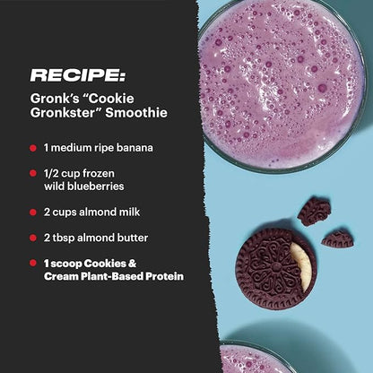 TB12 Plant Based Protein Powder by Tom Brady, 24g of Vegan Pea Protein, Low Sugar, Low Carb, Non-GMO, Meal Replacement, Keto Friendly, Paleo, Sugar Free, Cookies and Cream Flavor (30 Servings)