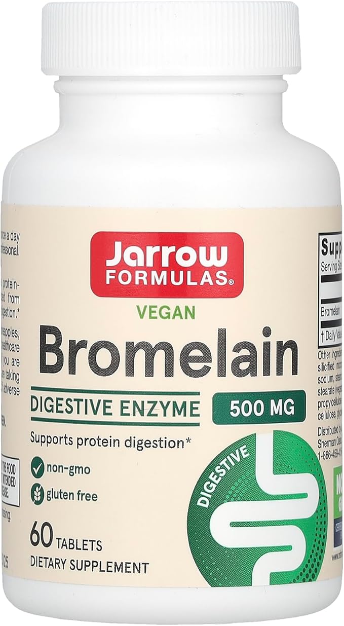 Jarrow Formulas Bromelain Tablets, 500 mg Dietary Supplement for Protein Digestion, 60 Tablets, 60 Day Supply