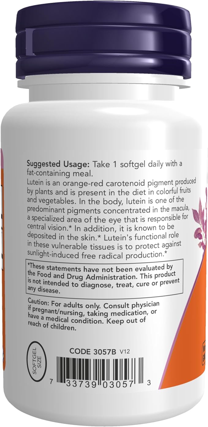 NOW Foods Lutein 10 mg Softgels, 2-PACK