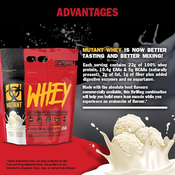 Mutant Whey – 100% Whey Protein Powder Shake, Gourmet Taste, 22g of Protein, Fast Absorbing, Easy Digesting, 5lbs - Triple Chocolate