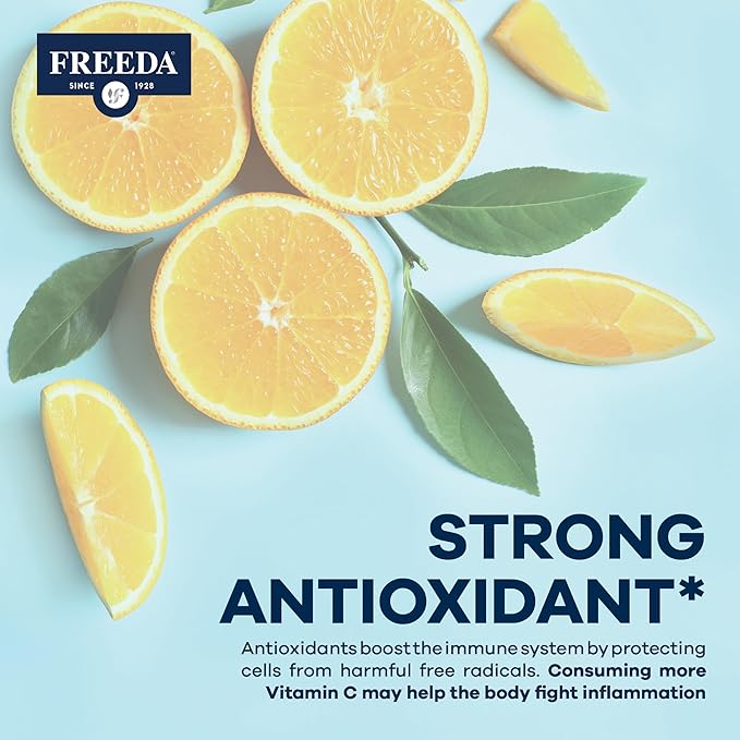 FREEDA Vitamin C - Buffered Vitamin C Powder - Kosher - Powerful Antioxidant Immune Support - Sensitive Stomach Vitamins C Drink - Calcium Ascorbate - Sugar Free Vitamin C - VIT C Supplement (16 oz)