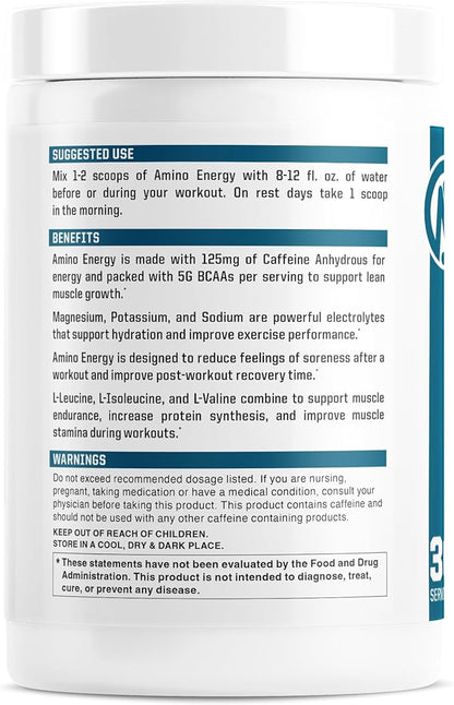 NutraOne Amino Energy BCAA Powder Pre-Workout Supplement with Caffeine Branched Chain Amino Acids to Help Fuel and Recover* (BlackBerry Lemonade - 30 Servings)