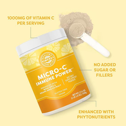 Vimergy Micro-C Immune Power TM * - 500g – 278 Servings – 1000mg/serving – Gentle Form – Antioxidant Phytonutrients – Immune & Nerve Support – Benefits Bone & Cartilage – Gluten-Free – Kosher – Vegan