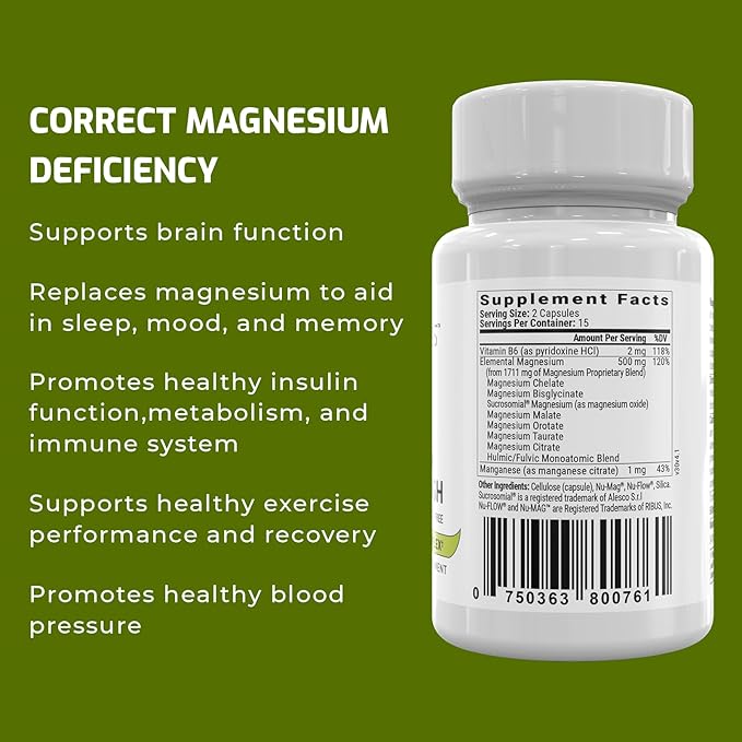 Magnesium Breakthrough Supplement 4.0 - Has 7 Forms of Magnesium: Glycinate, Malate, Citrate, and More - Natural Sleep and Brain Supplement - 30 Capsules