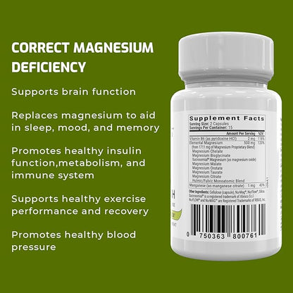 Magnesium Breakthrough Supplement 4.0 - Has 7 Forms of Magnesium: Glycinate, Malate, Citrate, and More - Natural Sleep and Brain Supplement - 30 Capsules