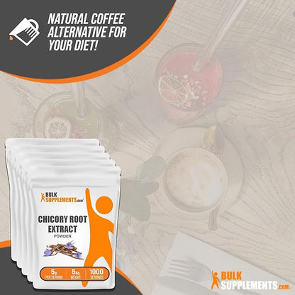 BulkSupplements.com Chicory Extract Powder - Chicory Root Supplement, Chicory Root Powder - Fiber Supplement, Gluten Free, 5g per Serving, 5kg (11 lbs) (Pack of 5)