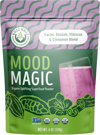 Kuli Kuli Mood Magic 6 oz Organic Uplifting Superfood Powder - Powerful Blend of Maca, Baobab, Hibiscus, and Cinnamon - Superfood powder blend for Mood, Stress Reduction, Cognitive Function
