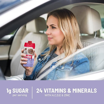 SlimFast Protein Shake, Chocolate- 20g Protein, Meal Replacement Shake Ready to Drink, High Protein with Low Carb and Low Sugar, 24 Vitamins and Minerals, 12 Count (Pack of 1) (Packaging May Vary)