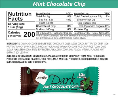 NuGo Dark Variety - Chocolate Pretzel 12 Bars & Mint Chocolate Chip 12 Bars, 12-13g Protein, Vegan, Gluten Free, Non-GMO, Kosher Pareve, 24 Count