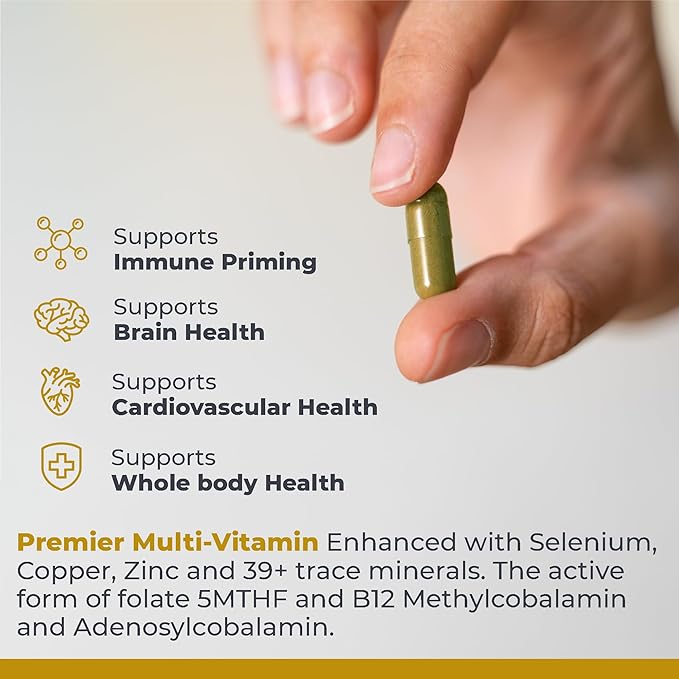 Premier Research Labs Multi-Vitamin: Immune, Brain & Heart Support | with Prebiotics and Postbiotics | Vegan Capsules for Men & Women. Gluten & Soy Free - 120 Plant-Sourced Capsules