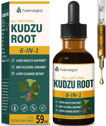 Kudzu Root Drops, Herbal Extract Blend Support Liver Health, Liver Cleanse Detox. 2oz