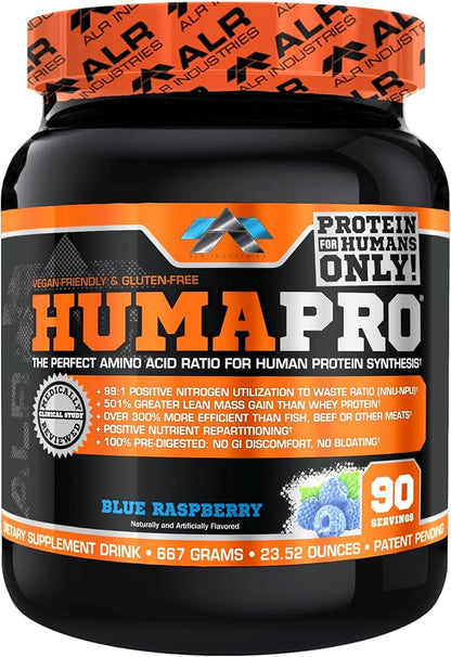 Humapro | Amino Acids Protein Matrix for Humans | 99% Utilization for Lean Muscle | Vegan, Gluten Free | 667g / 90 Servings (Blue Raspberry)