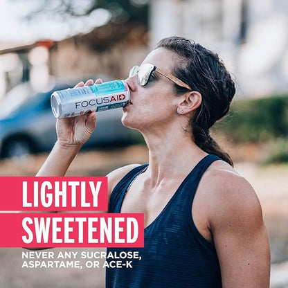 FOCUSAID Energy Drink, Brain Boost, Juicy Watermelon, Nootropics, Alpha-GPC, GABA, B-Complex, 100mg Caffeine, Yerba Mate, Green Tea, 100% Clean, No Artificial Sweeteners, 12 Oz(Pack of 12)