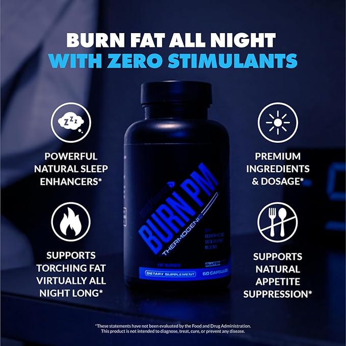 Sculpt Nation by V Shred Burn PM - Night Time Fat Burner - Appetite Suppressant and Weight Loss Support - Raspberry Ketones, Green Tea Extract, Melatonin - 60 Gluten Free Capsules