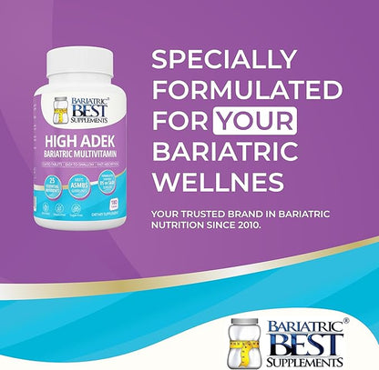 High A D E K Bariatric Multivitamin for Post DS/SADI Surgery, 25 Essential Nutrients for Post-Weight Loss Surgery, 180 Tablets, Meets ASMBS Guidelines for Bariatric Bypass