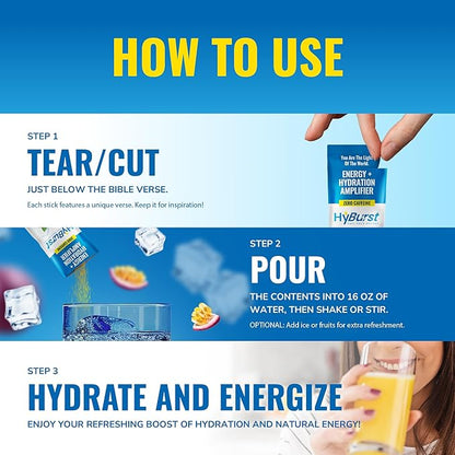 Energy + Hydration Amplifier - Multivitamin Electrolyte Powder Packets with Vitamins D3 K2 & B6 B12 | L-Theanine, Cane Sugar, Caffeine Free Energy Drink Powder | Passion Fruit, 15 Pack