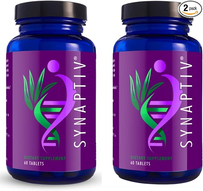 Youngevity Synaptiv™ Brain Support - 12 in1 - Ginkgo, Huperzine, Bacopa, Quercetin and More - with Potent Antioxidant Blend + Vitamins - 60 Count (Pack of 2)