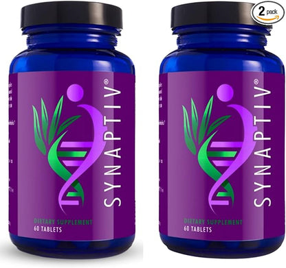 Youngevity Synaptiv™ Brain Support - 12 in1 - Ginkgo, Huperzine, Bacopa, Quercetin and More - with Potent Antioxidant Blend + Vitamins - 60 Count (Pack of 2)