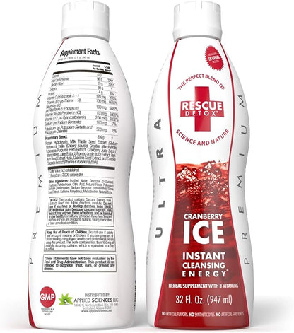 Rescue Detox ICE - Cranberry Flavor - 32oz | Works in 90 Minutes Up to 5 Hours