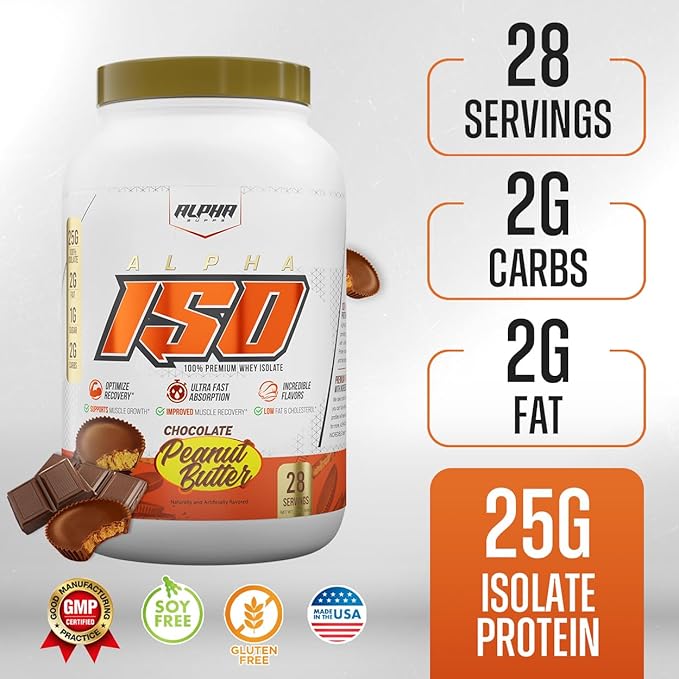 ISO, Low Carb 100% Whey Protein Isolate Powder, 25 Grams Per Serving, Helps Support Muscle Growth, Low Sugar and Gluten Free (Chocolate Peanut Butter, 2 lb)
