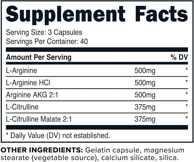 Primaforce Nitric Oxide Booster (2,250mg, 120 Capsules) - 40 Servings of Our Nitric Oxide Boosting Blend for Pre-Workout and Post-Workout
