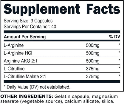 Primaforce Nitric Oxide Booster (2,250mg, 120 Capsules) - 40 Servings of Our Nitric Oxide Boosting Blend for Pre-Workout and Post-Workout