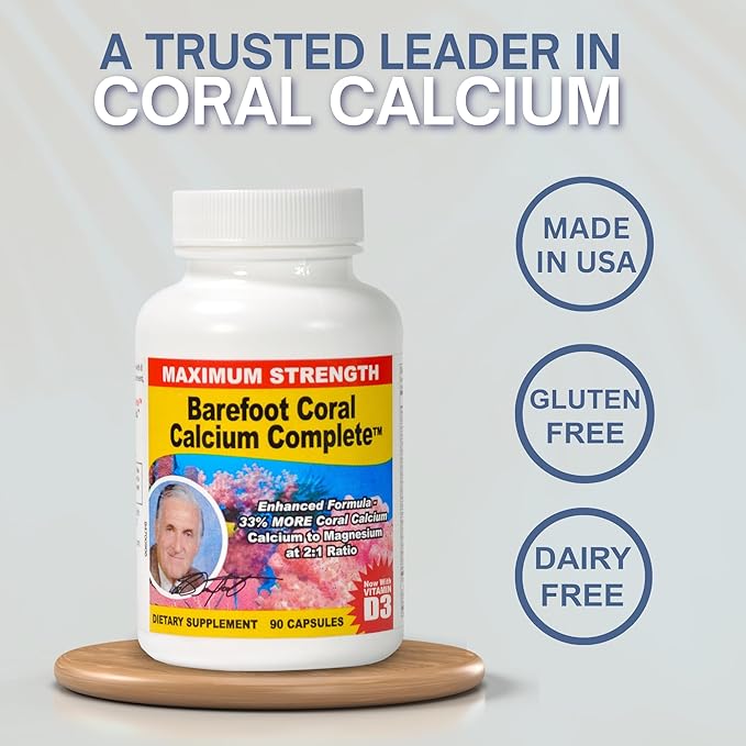 1500mg, 90 Capsules- Coral Calcium Supplement Developed by Bob Barefoot- Supports Overall Health & PH Levels- Contains Calcium, Magnesium, & Vitamins.