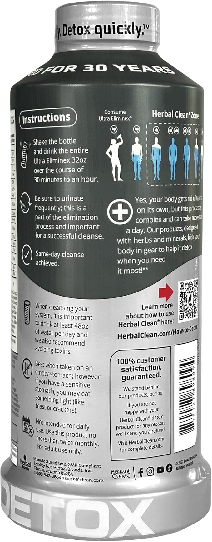 Herbal Clean - Ultra Eliminex, Premium 1 Step Ultimate Cleanse, Same-Day Detox, (Tropical Fruit, 32 fl oz)