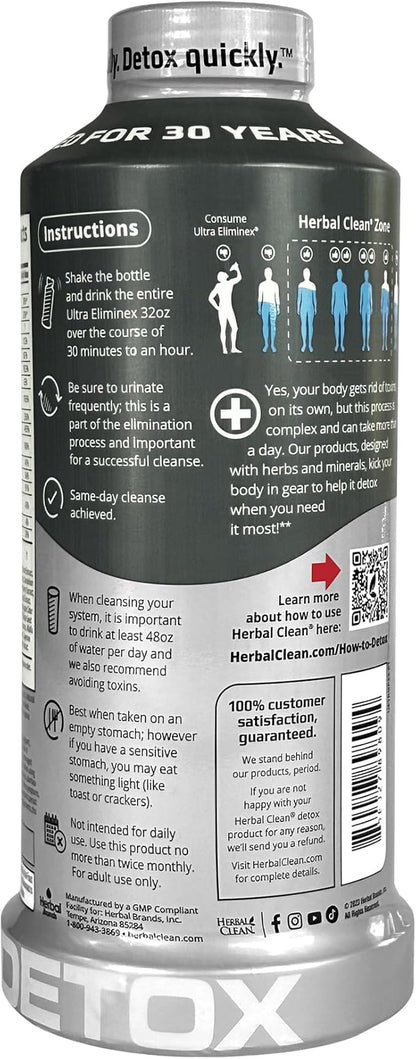 Herbal Clean - Ultra Eliminex, Premium 1 Step Ultimate Cleanse, Same-Day Detox, (Tropical Fruit, 32 fl oz)