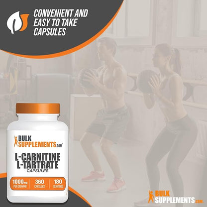 BulkSupplements.com L-Carnitine L-Tartrate Capsules - Carnitine Supplement, L Carnitine 1000mg Capsules - L-Carnitine Tartrate, Gluten Free - 2 Capsules per Serving, 360 Capsules (Pack of 1)