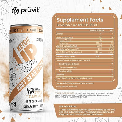 The Root Bear Float Keto//Up® Drink – Ready-to-Drink Ketones for Focus for Men and Women 12 Pack