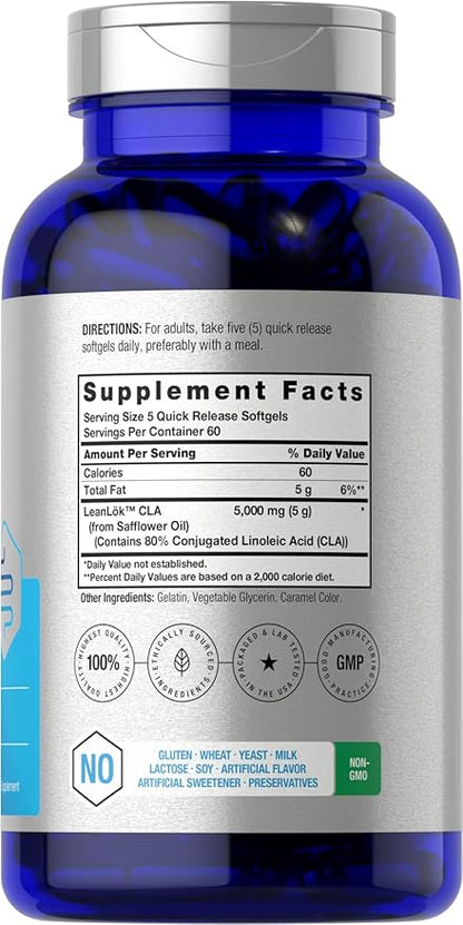 Horbäach CLA Supplement | 300 Softgel Pills | Maximum Potency | Conjugated Lineolic Acid from Safflower Oil | Non-GMO, Gluten Free